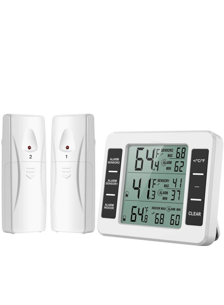 M MIAOYAN Refrigerator Thermometer, Wireless Indoor and Outdoor Freezer Thermometer, Sensor Temperature Monitor with Sound Alarm Thermometer for Kitchen, Freezer, Home (Battery Not Included) - Image 1