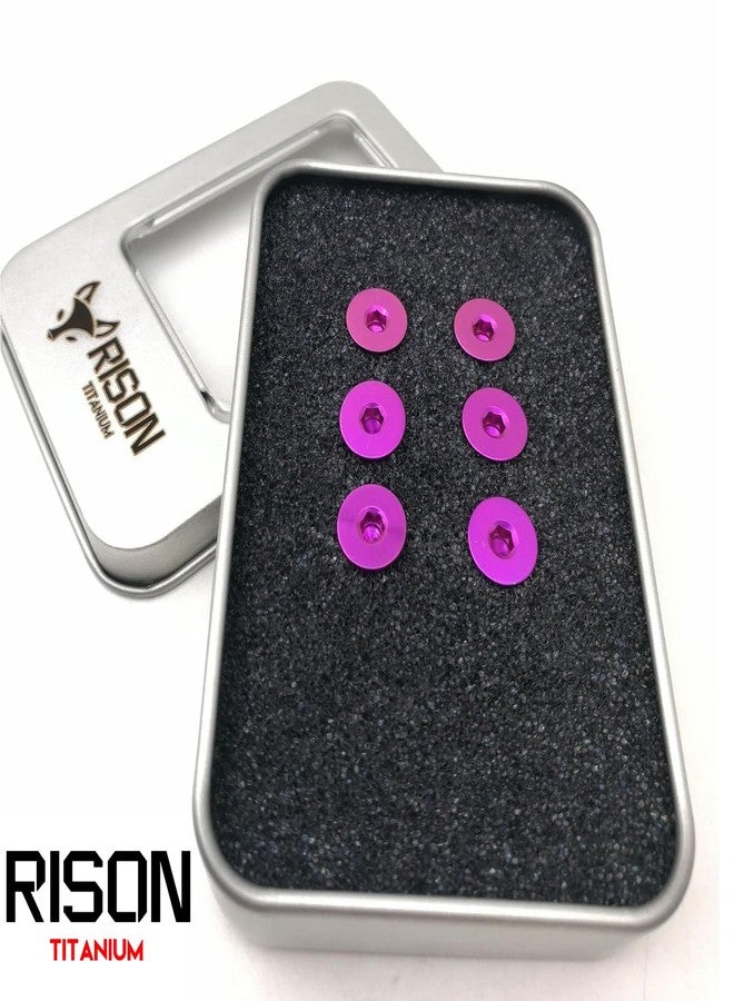 RISON-Titanium Bolts 6pcs Steering Wheel Screw Bolts M5x12MM Titanium Steering Wheel Bolt Kits Purple Titanium Countersunk Screws Titanium Finish Flat Head Bolt - Image 2