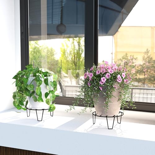 WonderStand Orion | Round Plant Stands for Balcony Rust Proof Flower Pot Stand Galvanized Metal with 7 Layer Coating (Set of 2) - Image 1