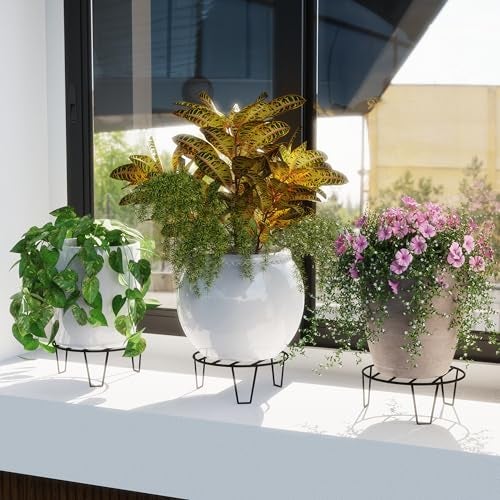 WonderStand Orion | Round Plant Stands for Balcony Rust Proof Flower Pot Stand Galvanized Metal with 7 Layer Coating (Set of 2) - Image 2