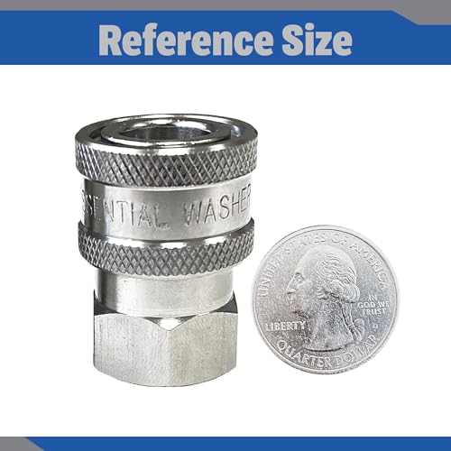 Essential Washer Stainless Steel ¼” Quick Connect Female NPT | Pressure Washer Quick Connect Fittings | 5000 PSI | Set Of 2 - Image 5