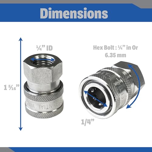 Essential Washer Stainless Steel ¼” Quick Connect Female NPT | Pressure Washer Quick Connect Fittings | 5000 PSI | Set Of 2 - Image 2