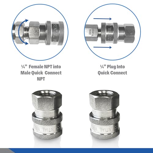 Essential Washer Stainless Steel ¼” Quick Connect Female NPT | Pressure Washer Quick Connect Fittings | 5000 PSI | Set Of 2 - Image 4