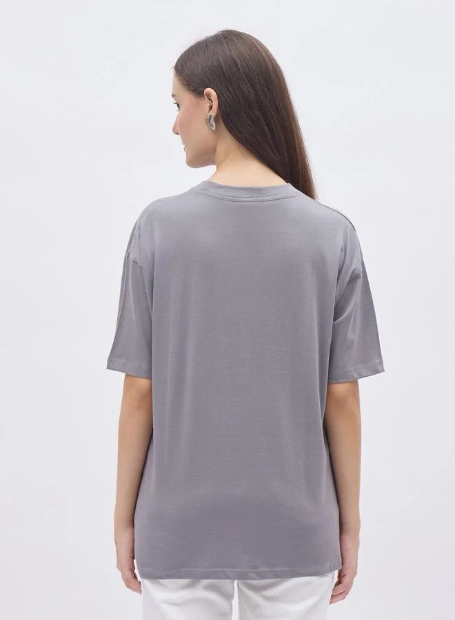 Styli Styli Round Neck Printed Oversized T-Shirt