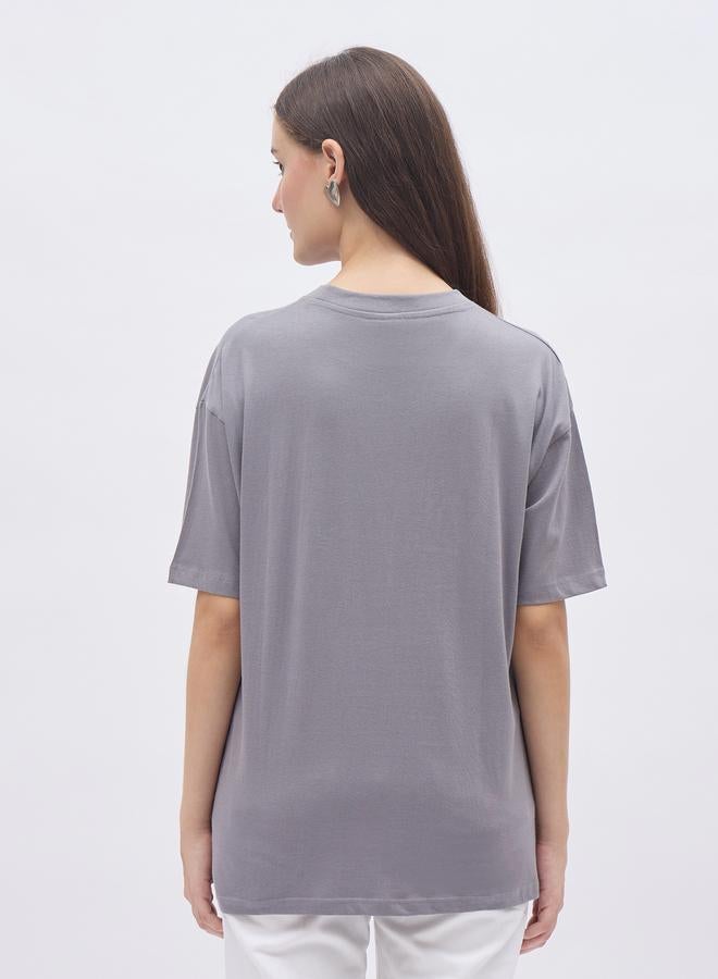 Styli Round Neck Printed Oversized T-Shirt - Image 5