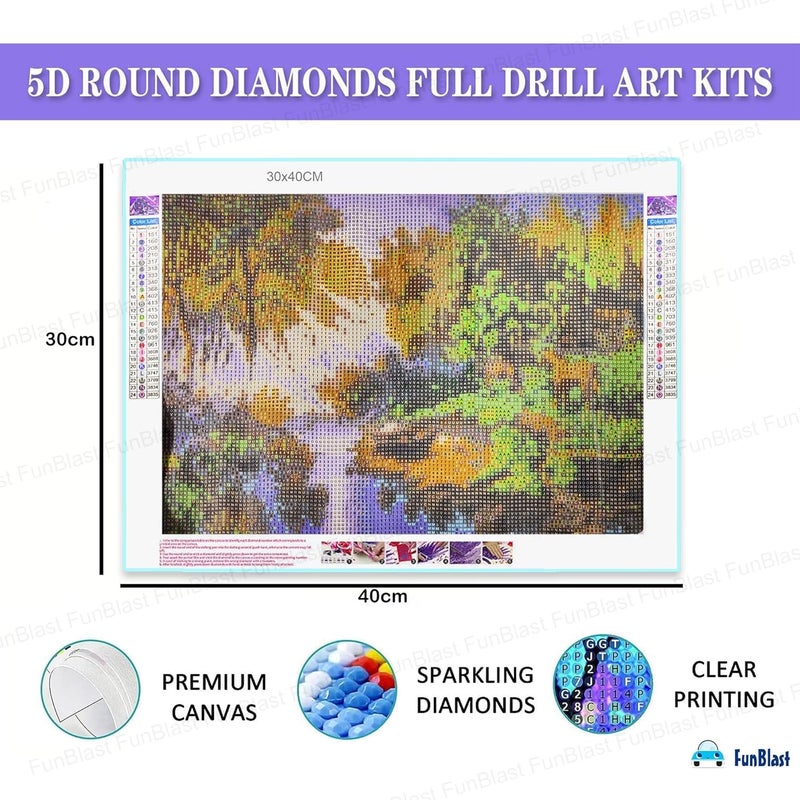 FunBlast FunBlast 5D Diamond Painting Kit 12x16inch Diamond Painting Kit for Adults Kids Suitable for Home Leisure and Wall Decoration Gift for Kids and Adults Three  - Image 2