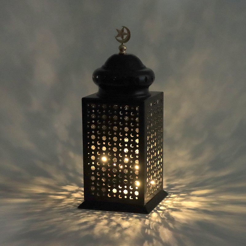 فاملي شيب فانوس رمضان حديد بإضاءة أسود - Image 1
