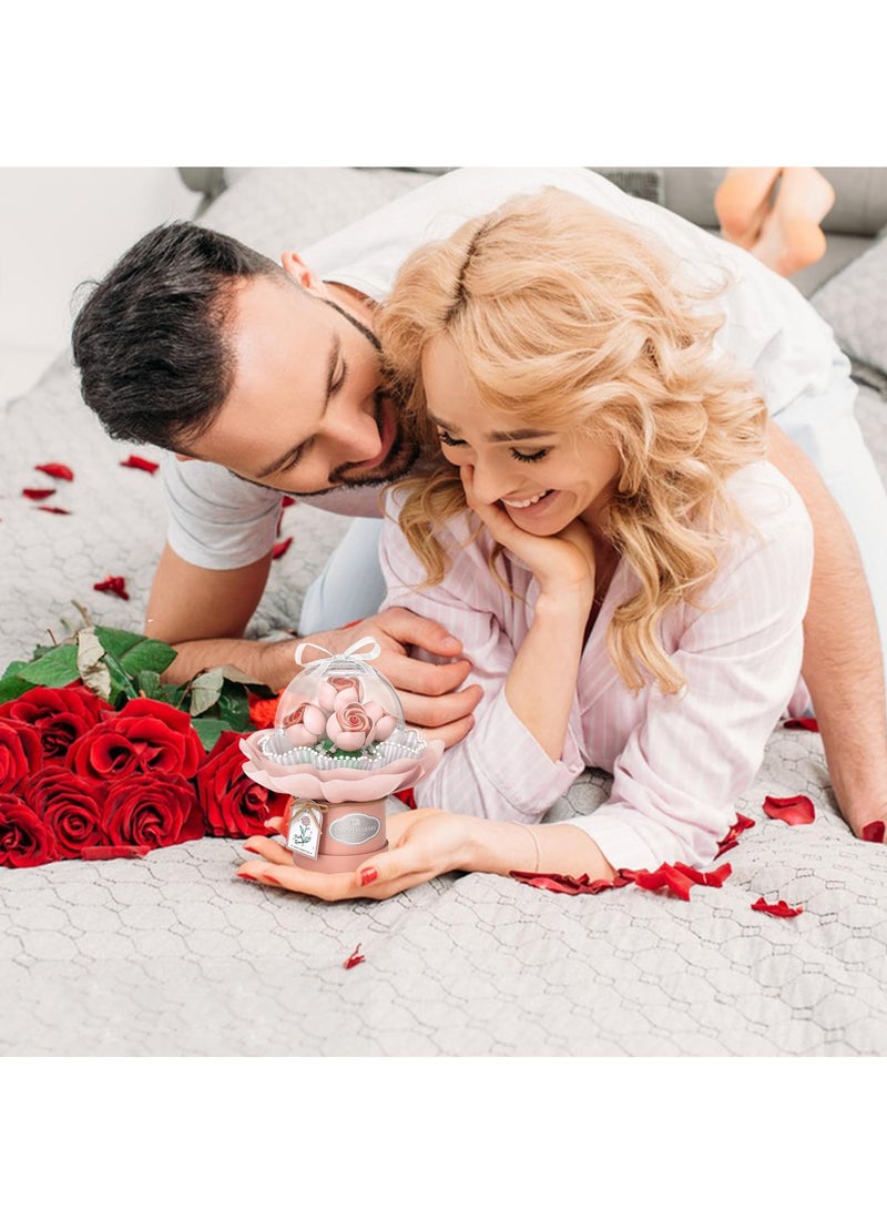 KASTWAVE Bouquet Building Kit,Flower Building Blocks Set with Dust-Proof Dome,Simulation Bouquet for Valentine's Day,Bonsai Building Bricks Toys,Home Decor (Pink) - Image 4