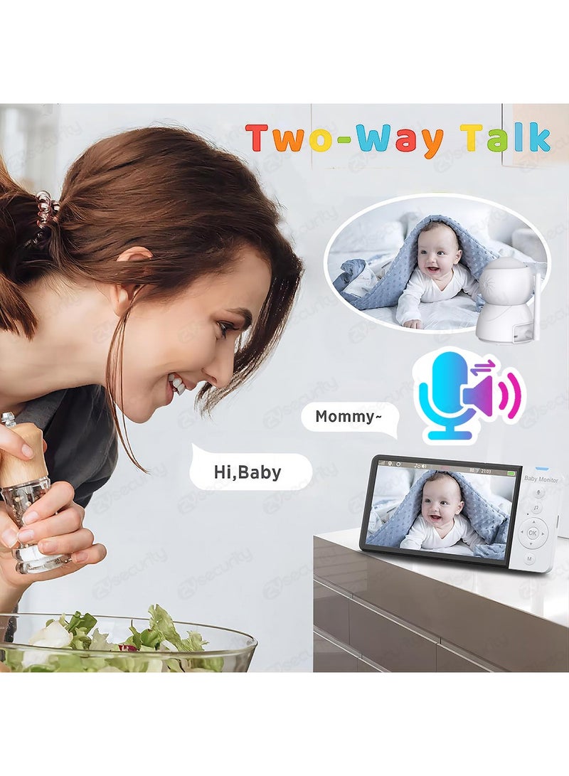 5.0-inch Wireless Video Baby Monitor 5000mAh Battery IPS Screen With Nanny PTZ Camera 2-way Audio VOX Lullaby SD TF Card Record  - Image 5