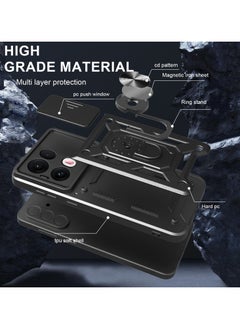 Generic Case Cover Shockproof Protective Case with Camera Protection and Metal Ring Compatible with  Oppo Reno 13 Pro 5G (Black)  - Image 2