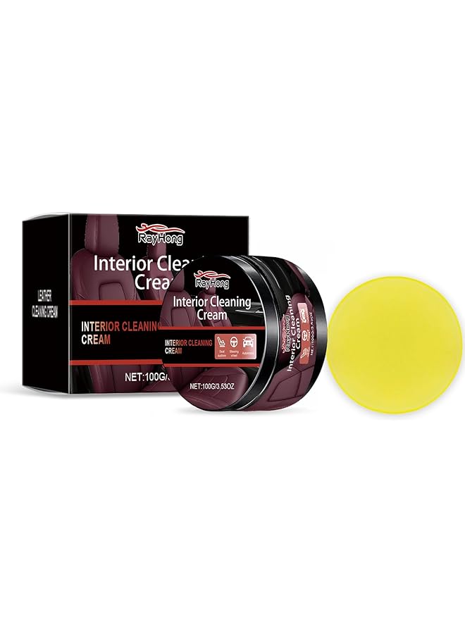 KASTWAVE Leather Cleaning Paste With Sponge, Multifunctional Leather Care Cream For Car Interiors, Furniture, Shoes – Gentle Restoration & Stain Removal (1Pcs) - Image 1