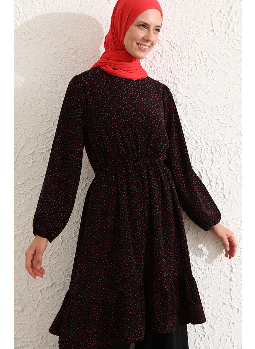 Sefa Merve Pleated Tunic 4346-03 Black Red  - Image 1