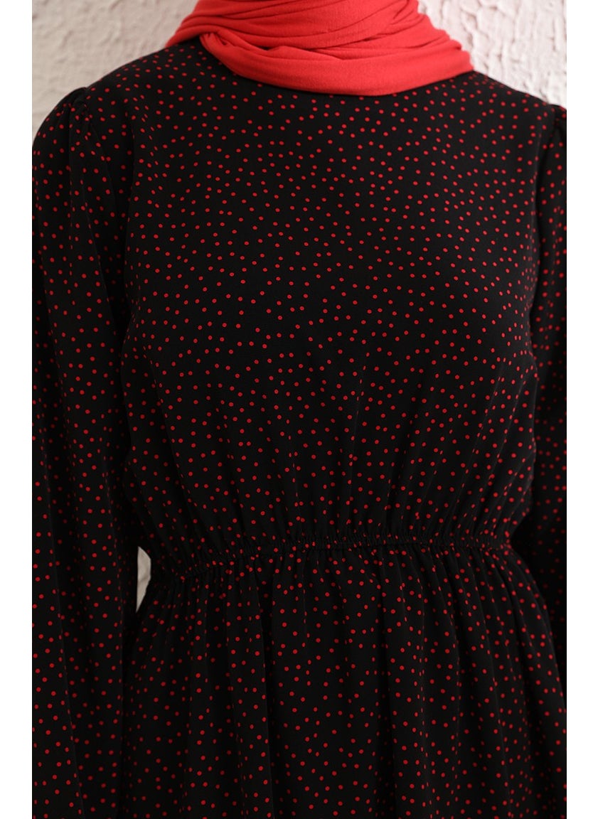Sefa Merve Pleated Tunic 4346-03 Black Red  - Image 5