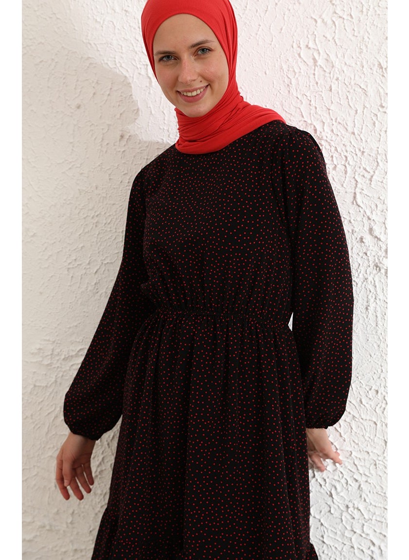 Sefa Merve Pleated Tunic 4346-03 Black Red  - Image 2