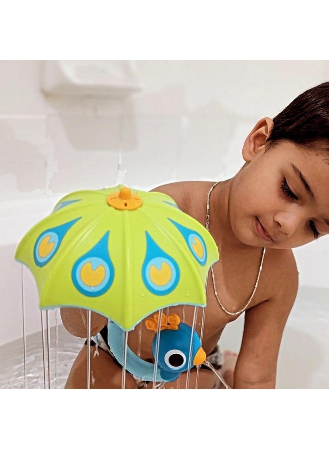 Yookidoo Yookidoo Baby Bath Toy (Ages 1-3) Green Peacock Umbrella Water Sprinkler with 3 Moving Pieces (Mold Free) - Fill with Water for Bubbles, Spinning & Sprinkler Effects - Toddler Bath Time & Pool Fun  - Image 5