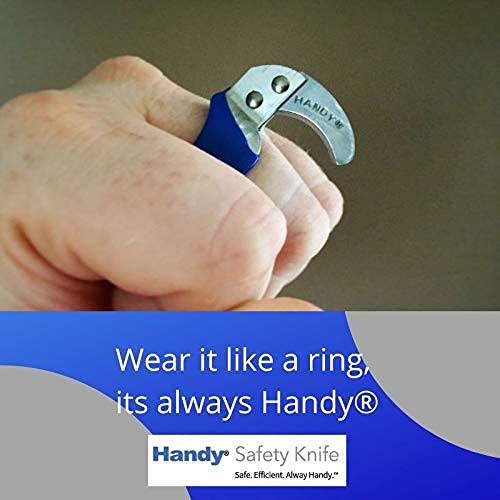 Handy The Original Handy Safety Knife - Utility Ring Knife for Finger with Sharp, Curved Blade - Ring Size 16 - Grey - Standard Blade - Dozen - By Handy Twine Knife - Image 4