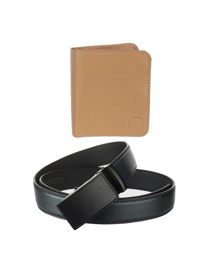 ZORO Men' Belt Wallet Combo' Gift Set, Black Belt and Beige Wallet - Image 1
