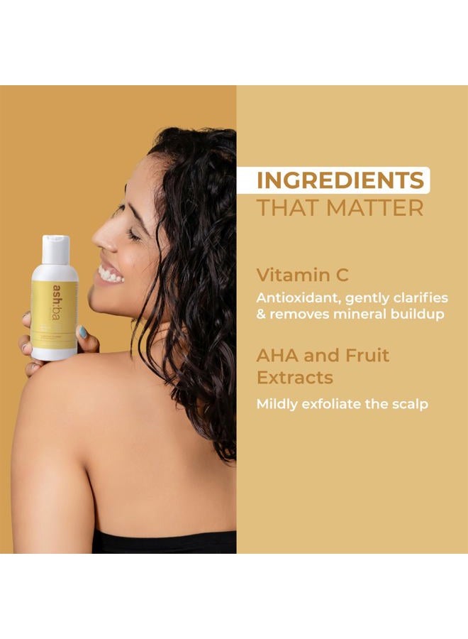 Ashba Botanics Clarifying Shampoo for Straight, Wavy, Curly & Frizzy Hair | Vitamin C, AHA and Fruit Extracts | Deep Cleanses and Removes Product Buildup | Paraben, Sulphate free (100ml) - Image 3