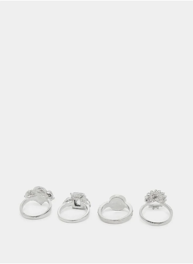 Styli Set of 4 Big Gem rings