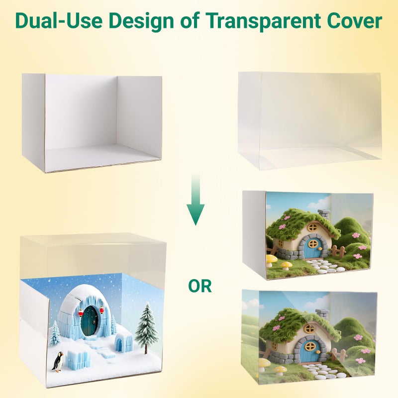 Farrdun Diorama Box Diorama Supplies Cardboard Diorama Kit Project Box with Transparent Lid, Display Box for Diorama School Project, 11.8 x 8.7 x 8.3 Inch (1Set) - Image 4