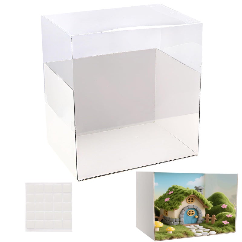 Farrdun Diorama Box Diorama Supplies Cardboard Diorama Kit Project Box with Transparent Lid, Display Box for Diorama School Project, 11.8 x 8.7 x 8.3 Inch (1Set) - Image 1