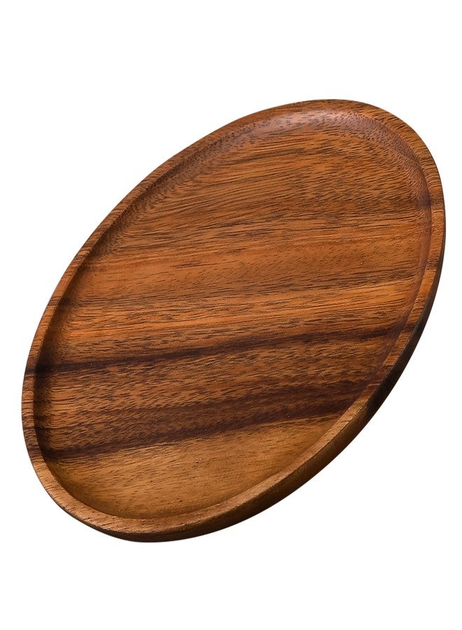 SOFE Walnut Wooden Serving Tray - Round Serving Platter 10"- Appetizer Charcuterie Board - Wood Tray for Kitchen Counter Bathroom - Tea Coffee Table Trays Decor - Candle Trays Home Decor - Image 1