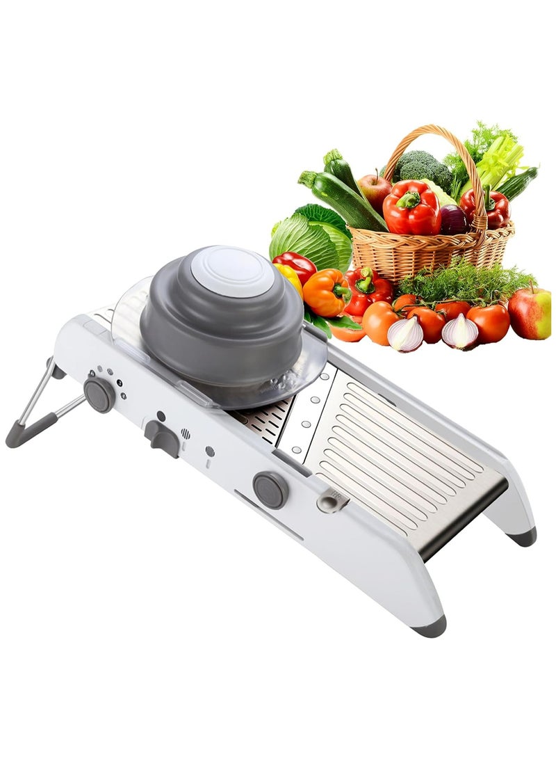 Halamine Adjustable Mandoline Food Slicer, Vegetables Cutter and Slicer, Mandoline Slicer for Kitchen, Mandolin Slicer, Potato Slicer, Tomato Slicer, Veggie Chopper with French Fry Cutter Waffle Make - Image 2