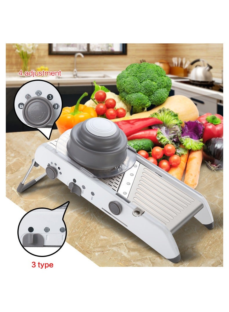 Halamine Adjustable Mandoline Food Slicer, Vegetables Cutter and Slicer, Mandoline Slicer for Kitchen, Mandolin Slicer, Potato Slicer, Tomato Slicer, Veggie Chopper with French Fry Cutter Waffle Make - Image 3