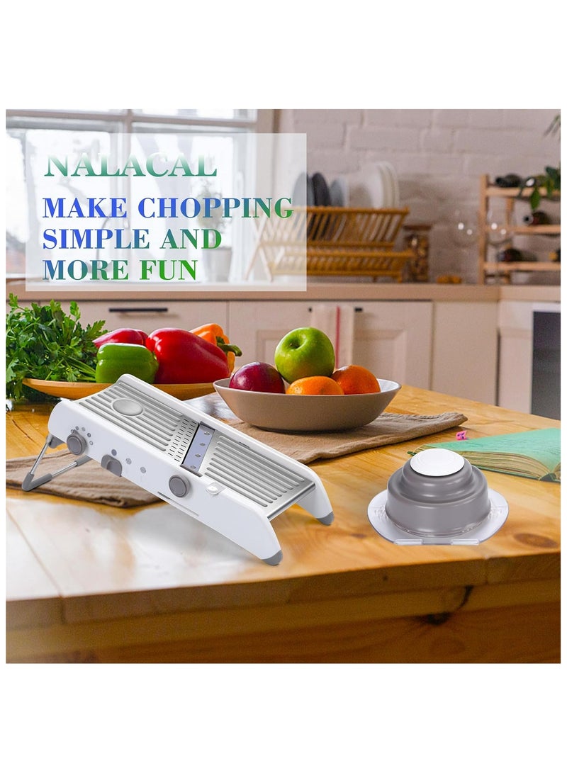 Halamine Adjustable Mandoline Food Slicer, Vegetables Cutter and Slicer, Mandoline Slicer for Kitchen, Mandolin Slicer, Potato Slicer, Tomato Slicer, Veggie Chopper with French Fry Cutter Waffle Make - Image 4