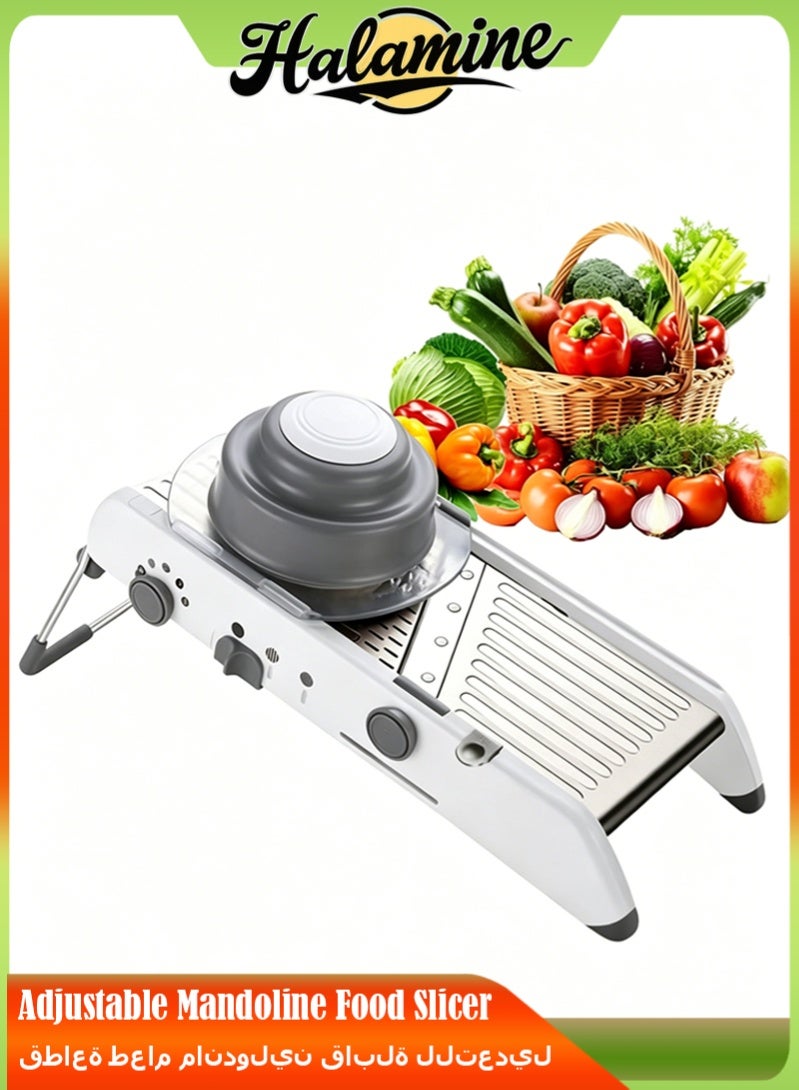 Halamine Adjustable Mandoline Food Slicer, Vegetables Cutter and Slicer, Mandoline Slicer for Kitchen, Mandolin Slicer, Potato Slicer, Tomato Slicer, Veggie Chopper with French Fry Cutter Waffle Make - Image 1