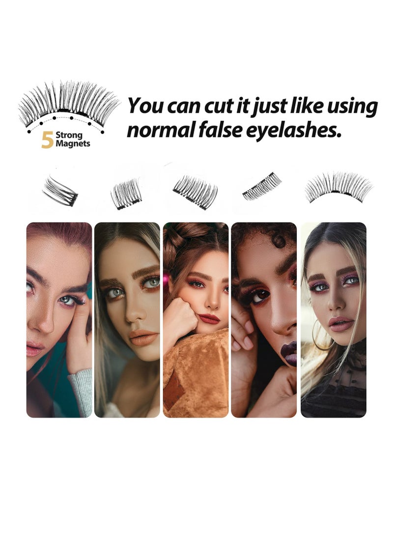 SYOSI Magnets False Eyelashes, Dual Magnetic Eyelashes NO Eyeliner or Glue Needed, Natural Lashes 3D Effect Fake Eyelashes with Tweezers 2 Pairs Pack - Image 3