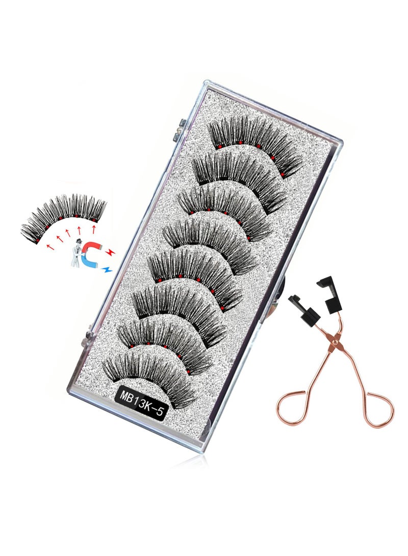 SYOSI Magnets False Eyelashes, Dual Magnetic Eyelashes NO Eyeliner or Glue Needed, Natural Lashes 3D Effect Fake Eyelashes with Tweezers 2 Pairs Pack - Image 1