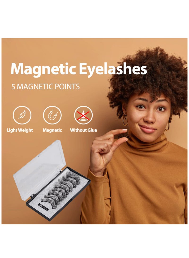 SYOSI Magnets False Eyelashes, Dual Magnetic Eyelashes NO Eyeliner or Glue Needed, Natural Lashes 3D Effect Fake Eyelashes with Tweezers 2 Pairs Pack - Image 2