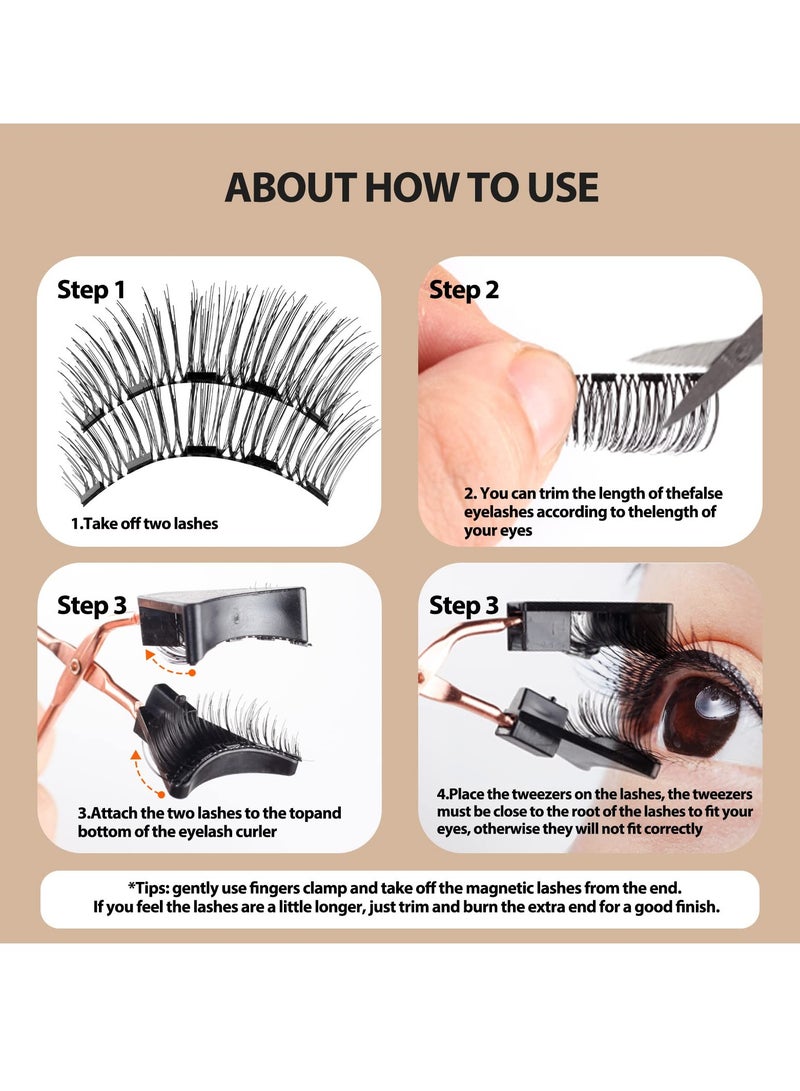 SYOSI Magnets False Eyelashes, Dual Magnetic Eyelashes NO Eyeliner or Glue Needed, Natural Lashes 3D Effect Fake Eyelashes with Tweezers 2 Pairs Pack - Image 5