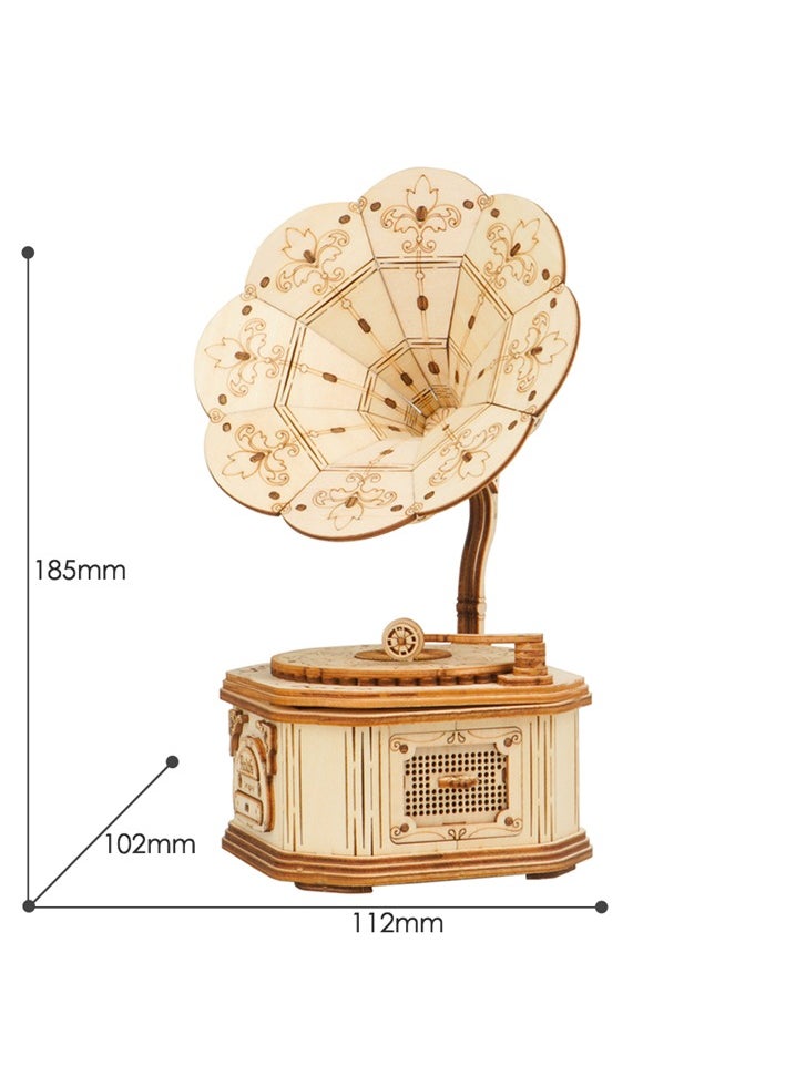 Robotime Rolife Gramophone Model 3D Wooden Puzzle TG408, 3D Wooden Puzzles for Adults/Teens, Creative Home Decor, Unique Gift for Craft Hobby Adults/Teens  - Image 2