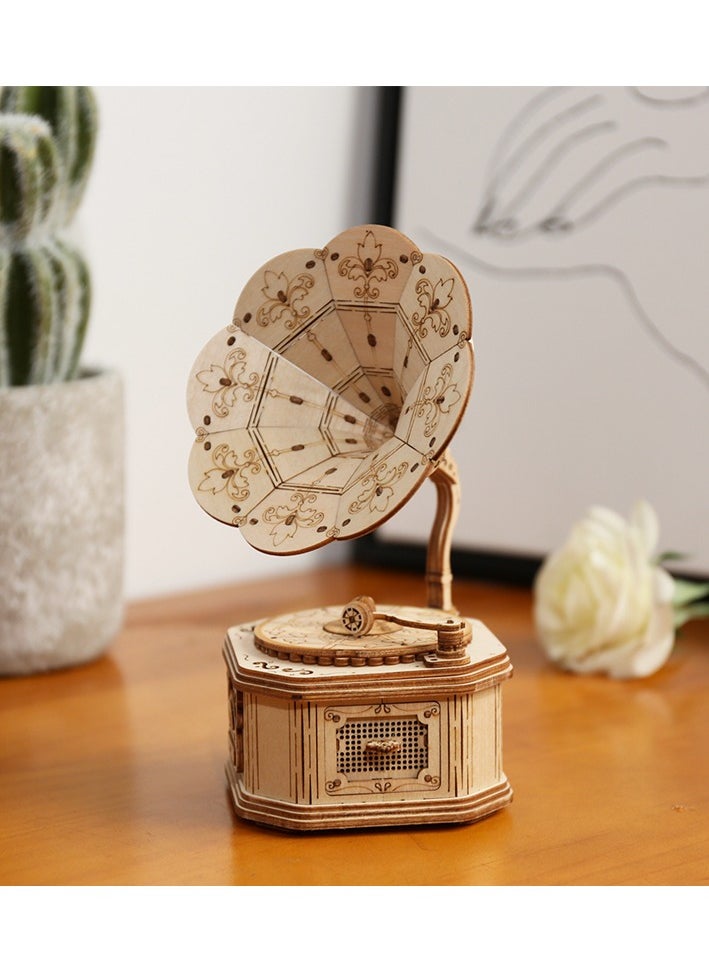 Robotime Rolife Gramophone Model 3D Wooden Puzzle TG408, 3D Wooden Puzzles for Adults/Teens, Creative Home Decor, Unique Gift for Craft Hobby Adults/Teens  - Image 3