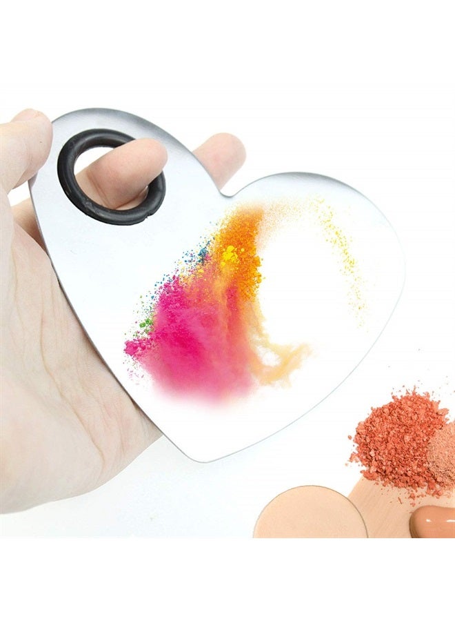 obmwang Stainless Steel Heart Shaped Makeup Palette Spatula - Makeup Artist Makeup Enthusiast Tools for Blending Cosmetic Foundation Shades - Image 2