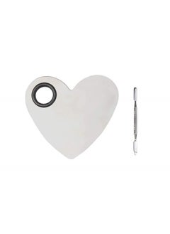 obmwang Stainless Steel Heart Shaped Makeup Palette Spatula - Makeup Artist Makeup Enthusiast Tools for Blending Cosmetic Foundation Shades  - Image 1