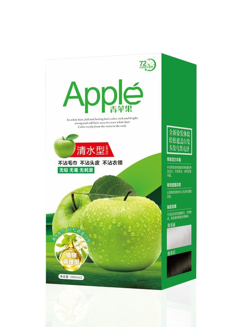 Apple Flavor Hair Color Cream Chemical free Original Gray Coverage Hair Dye, Natural Black 500x2ml