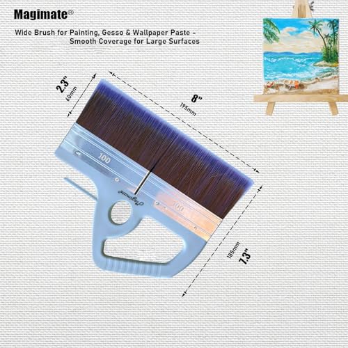 Magimate 8 Inch Large Paint Brush Flat Wide Varnish Brush for Acrylic Painting Wallpaper Glue Furniture Fence Stain Art Gesso Soft Poly Paddle - Image 3