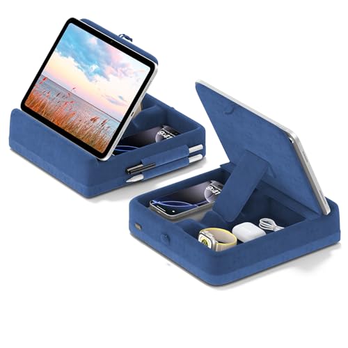 KDD حامل وسادة لوحي KDD مع تخزين، حامل iPad قابل للطي للركبة، المكتب والسرير، قاعدة ناعمة قابلة لتعديل الزاوية مع حامل قلم متوافق مع iPad Pro و Air و mini و Book و Phone و Tablet (4-13") - Image 1