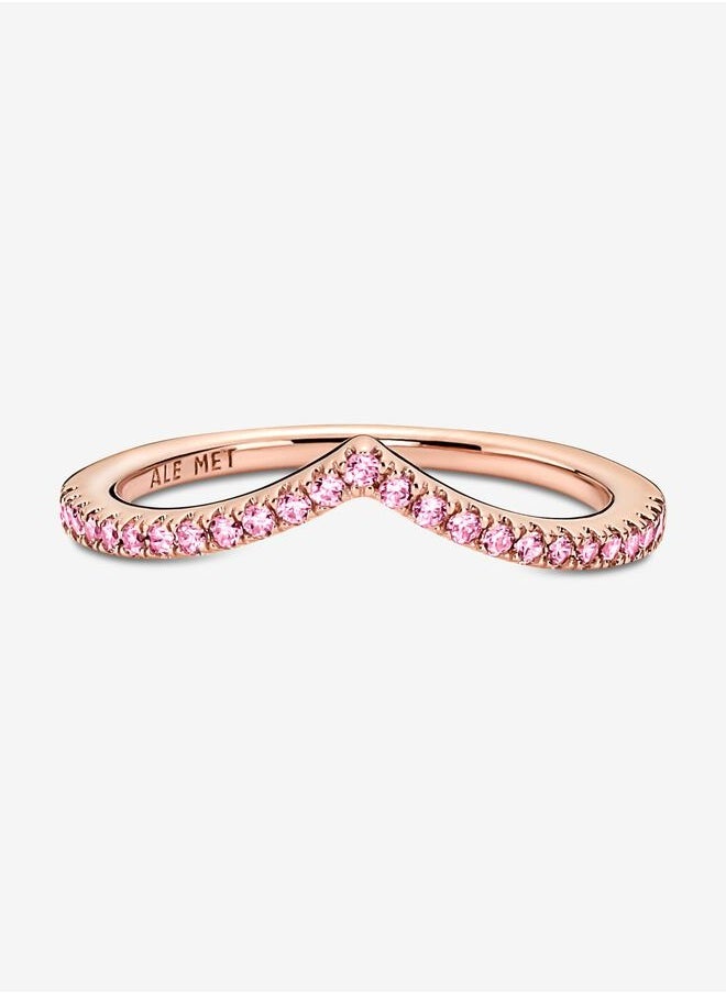 PANDORA - Pandora Timeless Wishbone Sparkling Pink Ring - Image 1