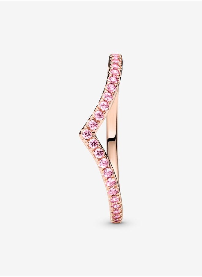 PANDORA - Pandora Timeless Wishbone Sparkling Pink Ring - Image 1