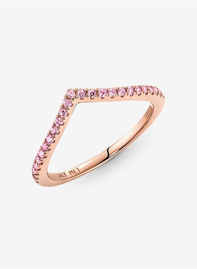 PANDORA - Pandora Timeless Wishbone Sparkling Pink Ring - Image 1