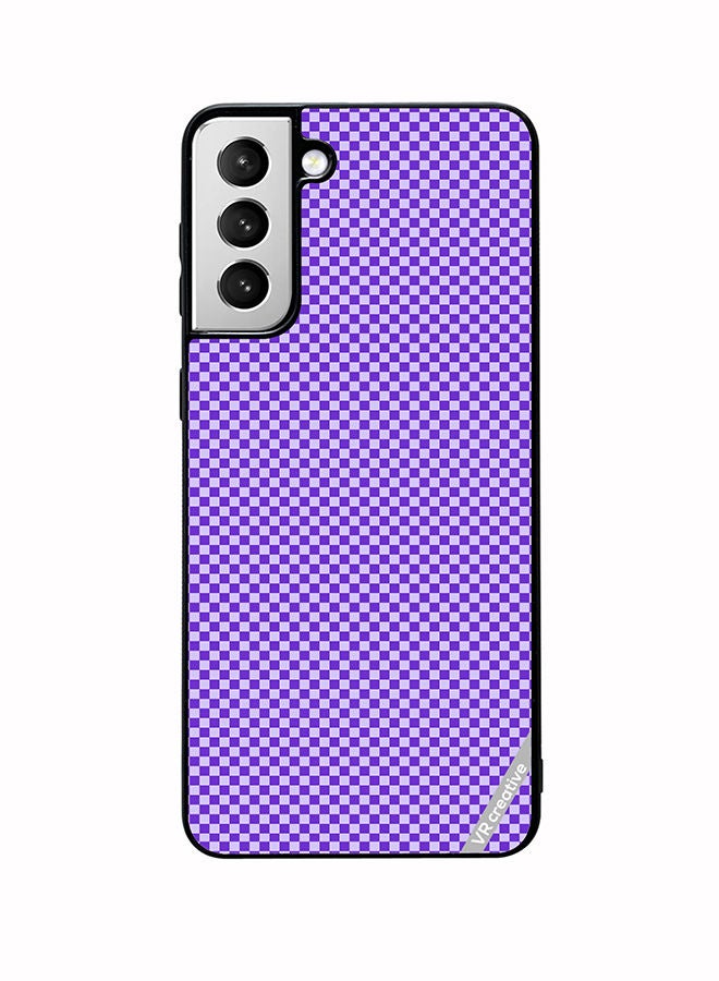 VR CREATIVE Protective Case Cover For Samsung Galaxy S22 5G Groovy Prply And White Checkerboard Design Multicolour - Image 1