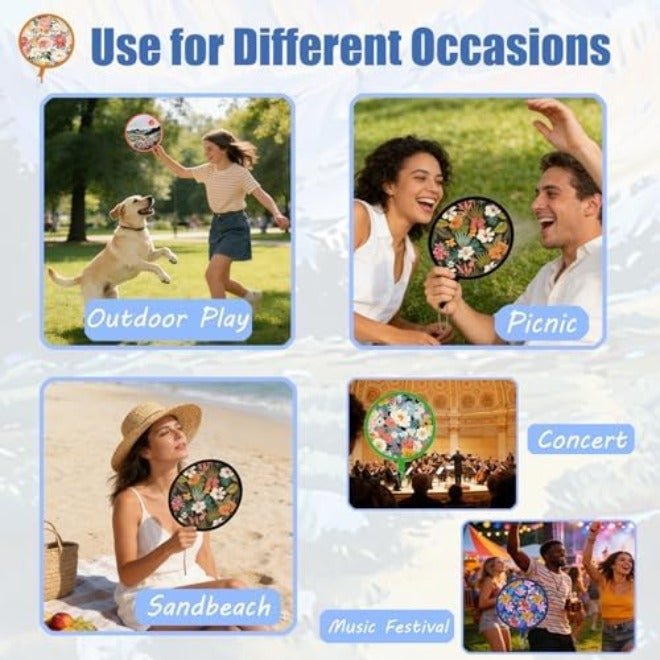 MXY Round Foldable Fan Hand Fans Japanese Style Summer Handheld Folding Fan Portable Cooling Fans for Festival Wedding Decor, Bridal Party Favors, Daily Use, Outdoor Events 4 Pack with Storage Bags - Image 4
