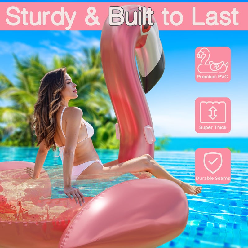 JAMBO 78 x 70 Huge Famingo Ride On, Inflatable Tanning Pool Float-Flamingo Float for Adults & Kids, Giant Flamingo, Big Pool Raft, Pink Floatie, Party Accessory - Image 3