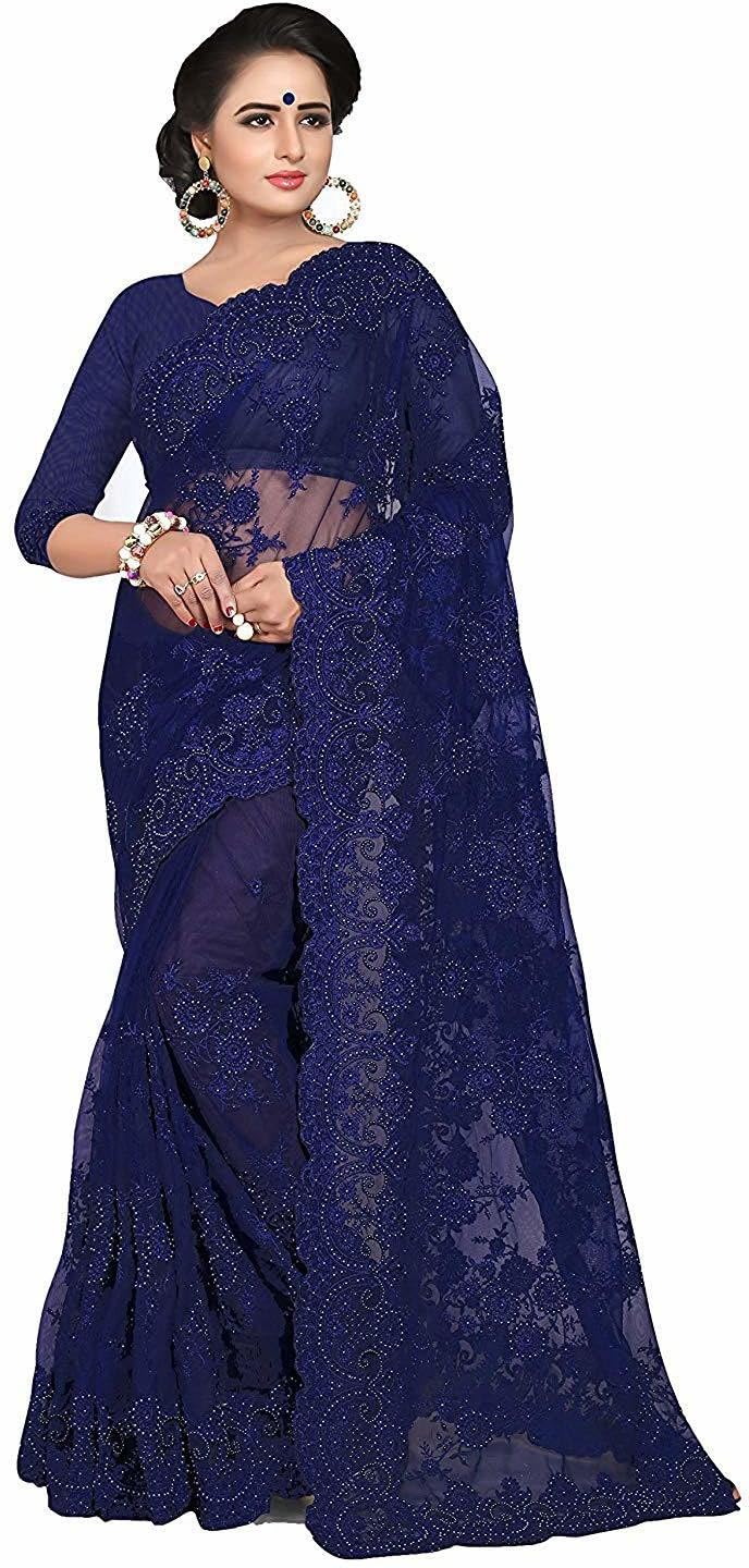 Jaffix Darshita nevi Women’s Trendy Embroidery Work in Lace Georgette Saree for Wedding Perfect for Festive and Special Occasions with Unstitched Georgette Blouse Piece (5.50Mtr, 0.70Mtr) - Image 5