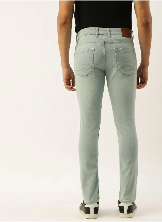 شركة المرآب الهندية Men Slim Fit Solid Low-Rise Stretchable Jeans