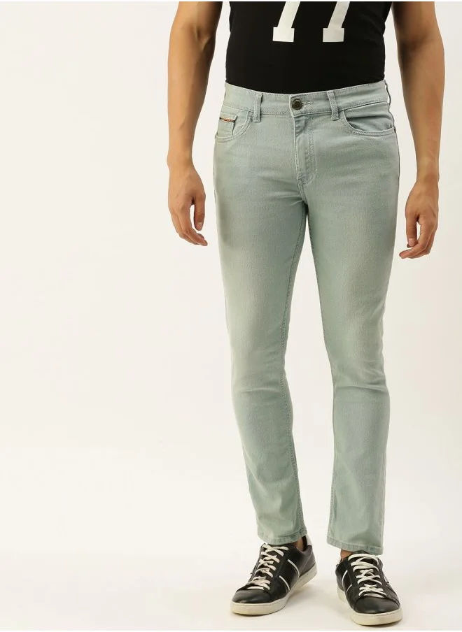 شركة المرآب الهندية Men Slim Fit Solid Low-Rise Stretchable Jeans